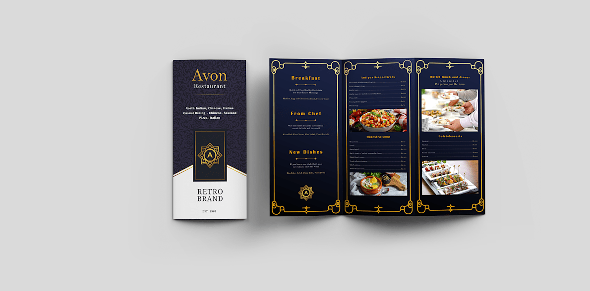 Menu card Printing and Designs for Restaurants Online | Vistaprint.in